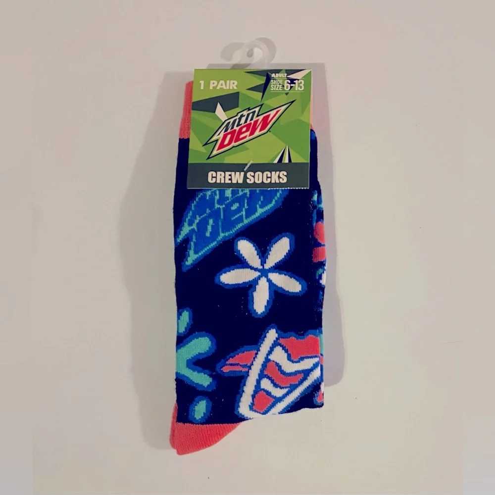 Fun Novelty Socks Featuring Mtn Dew Brand